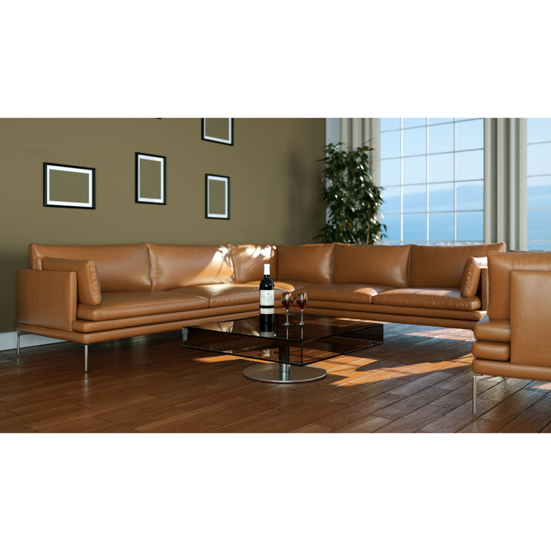 Sofa  3 Piece Leather Sectional Wayfair
